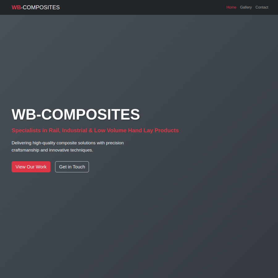 Screenshot of the WB-Composites website