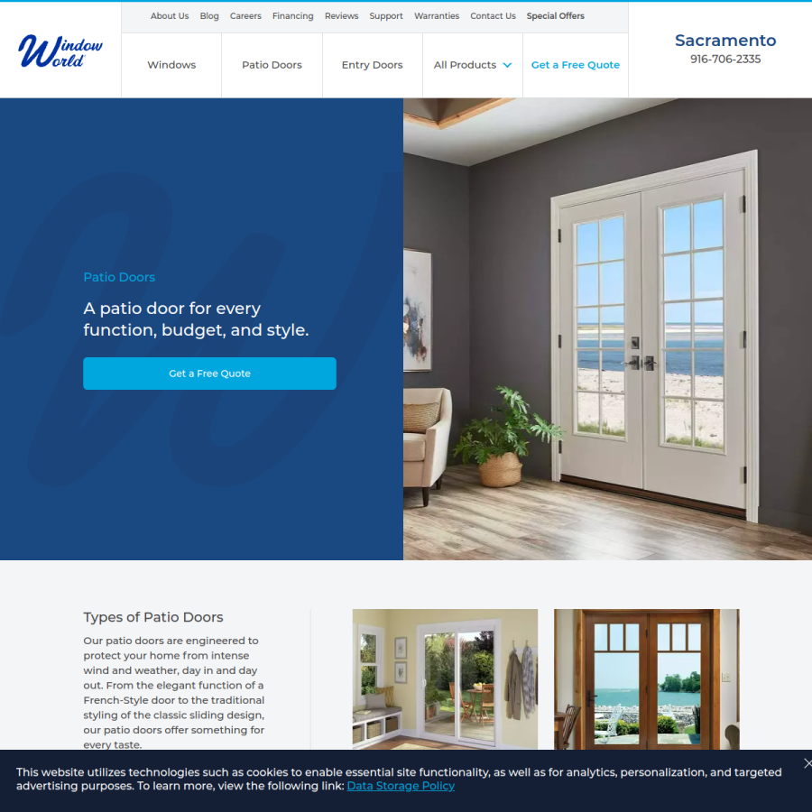 Screenshot of the Window World of Greater Sacramento website