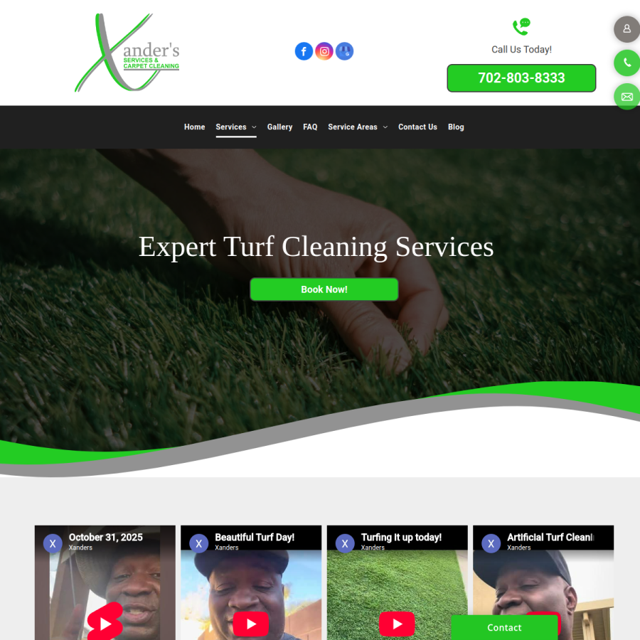 Screenshot of the Xander's Services & Carpet Cleaning website