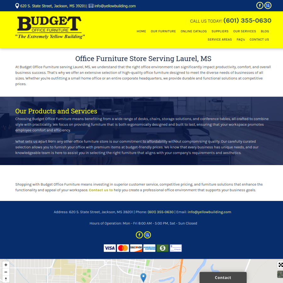 Screenshot of the Budget Office Furniture website