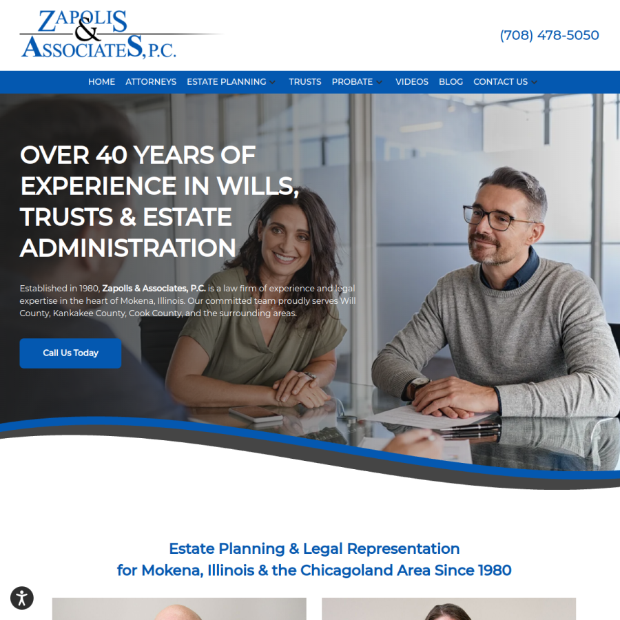Screenshot of the Zapolis & Associates, P.C. website