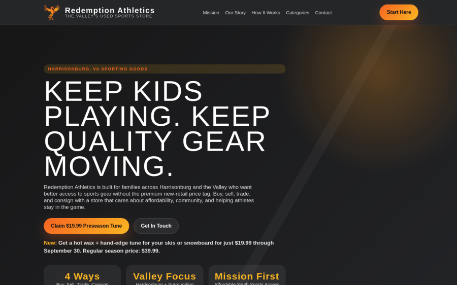 Custom athletics website