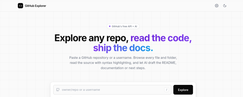 Preview of GitHub Explorer
