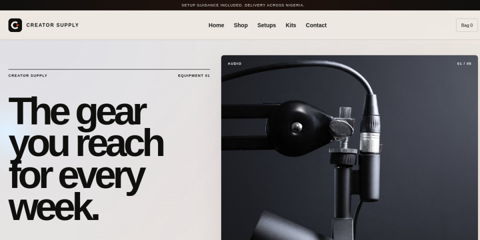 Creator Supply website preview