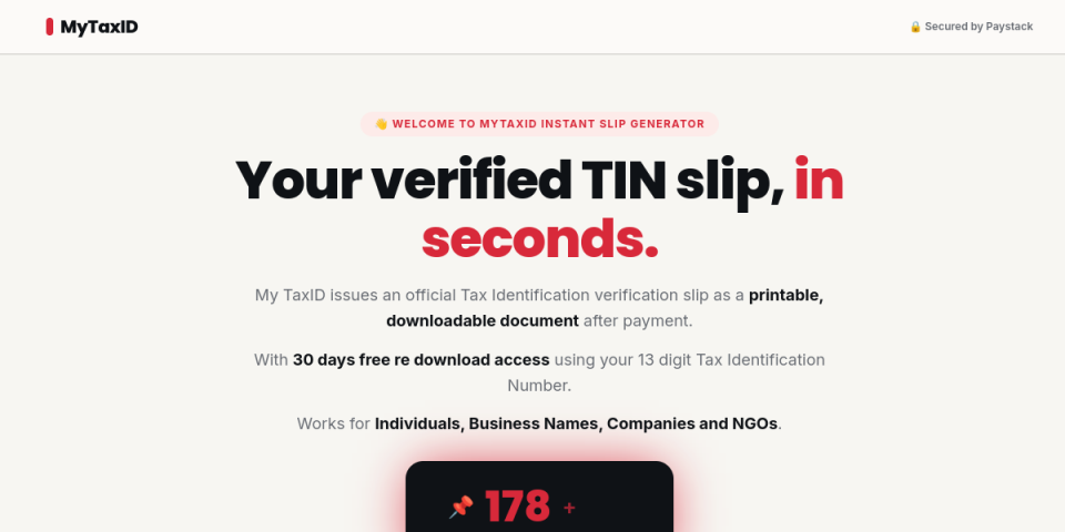 MyTaxID website preview