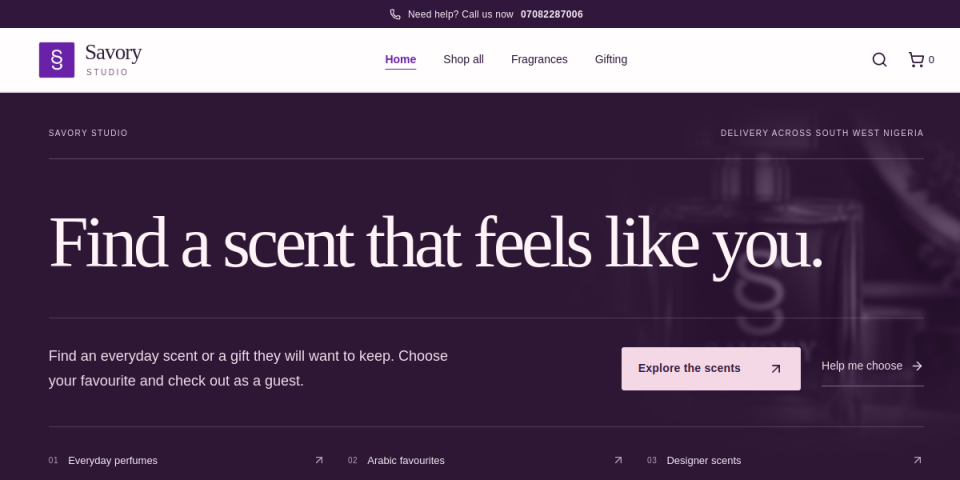 Savory Studio website preview