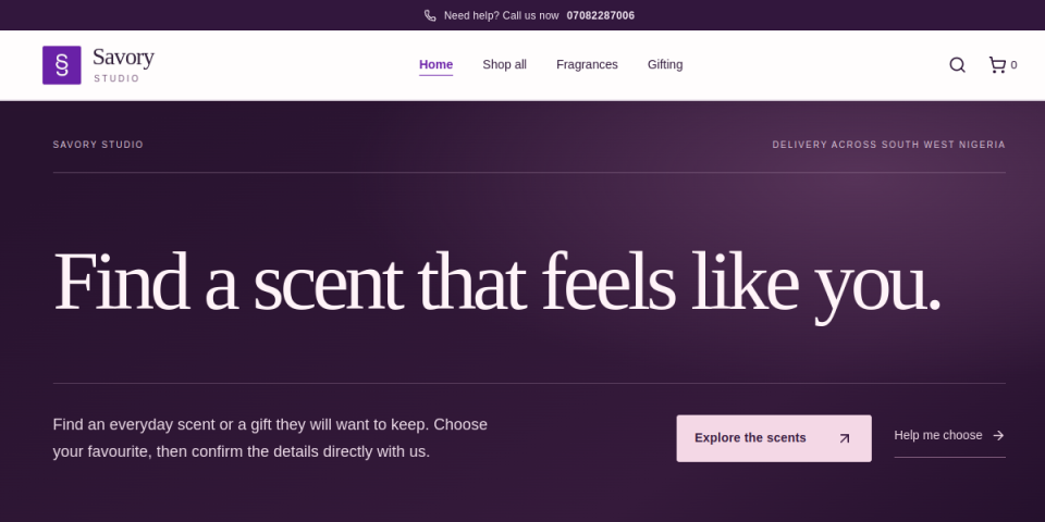 Savory Studio website preview